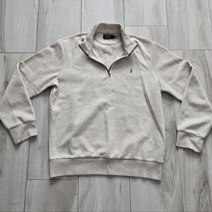 Polo Ralph Lauren Men's Cream Beige 1/4 Zip Sweater Large
